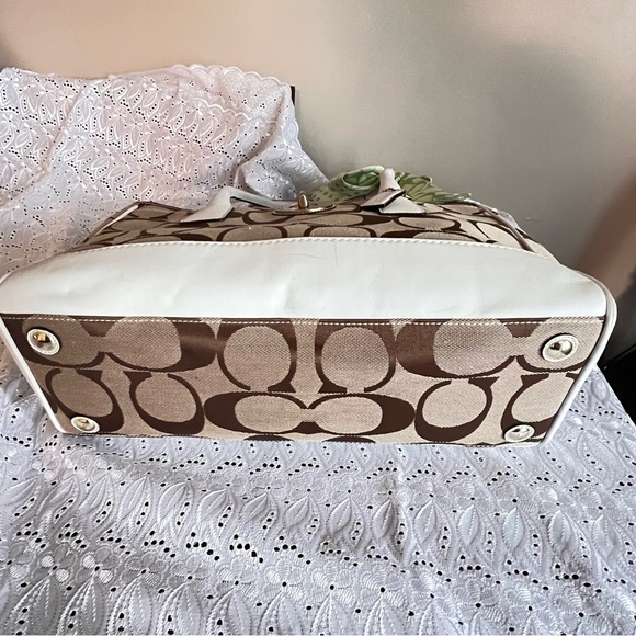 Coach Signature Khaki Ivory Large Madeline Tote Handbag11558 - Picture 6 of 12